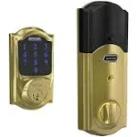 Schlage Connect Z-Wave Plus Smart Deadbolt with Camelot Trim Finish: Bright Brass