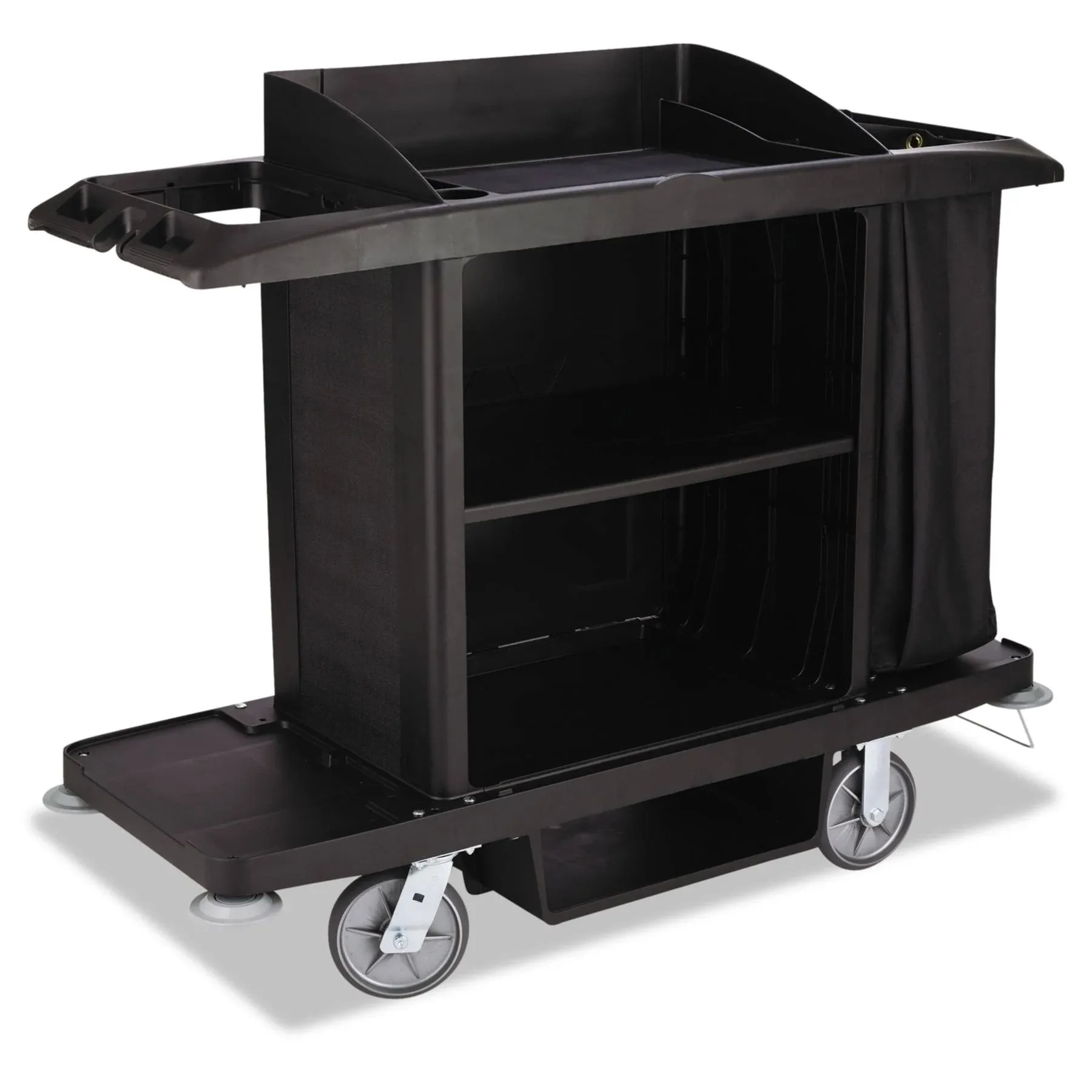 Rubbermaid FG618900BLA Executive Full Size Housekeeping Cart, Traditional, Black