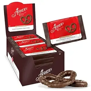 Asher's Chocolates, Chocolate Covered Pretzels, Gourmet Sweet and Salty Candy, Small Batches of Kosher Chocolate, Family Owned Since 1892 (18 count, Milk Chocolate)