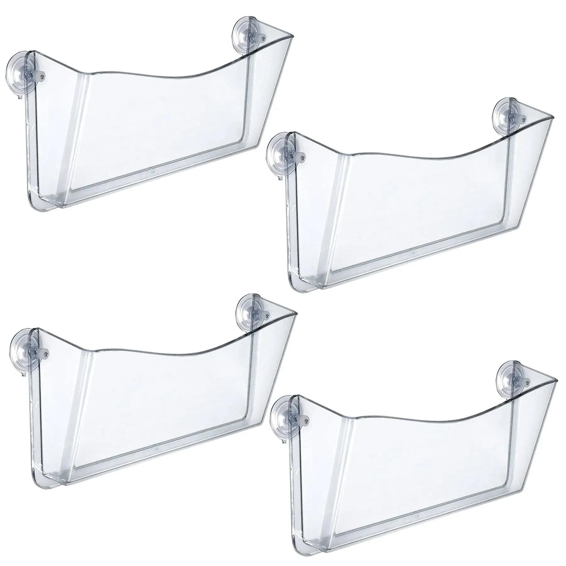 Azar Displays Clear Plastic Wall Mount File Holder with Suction Cups 250055