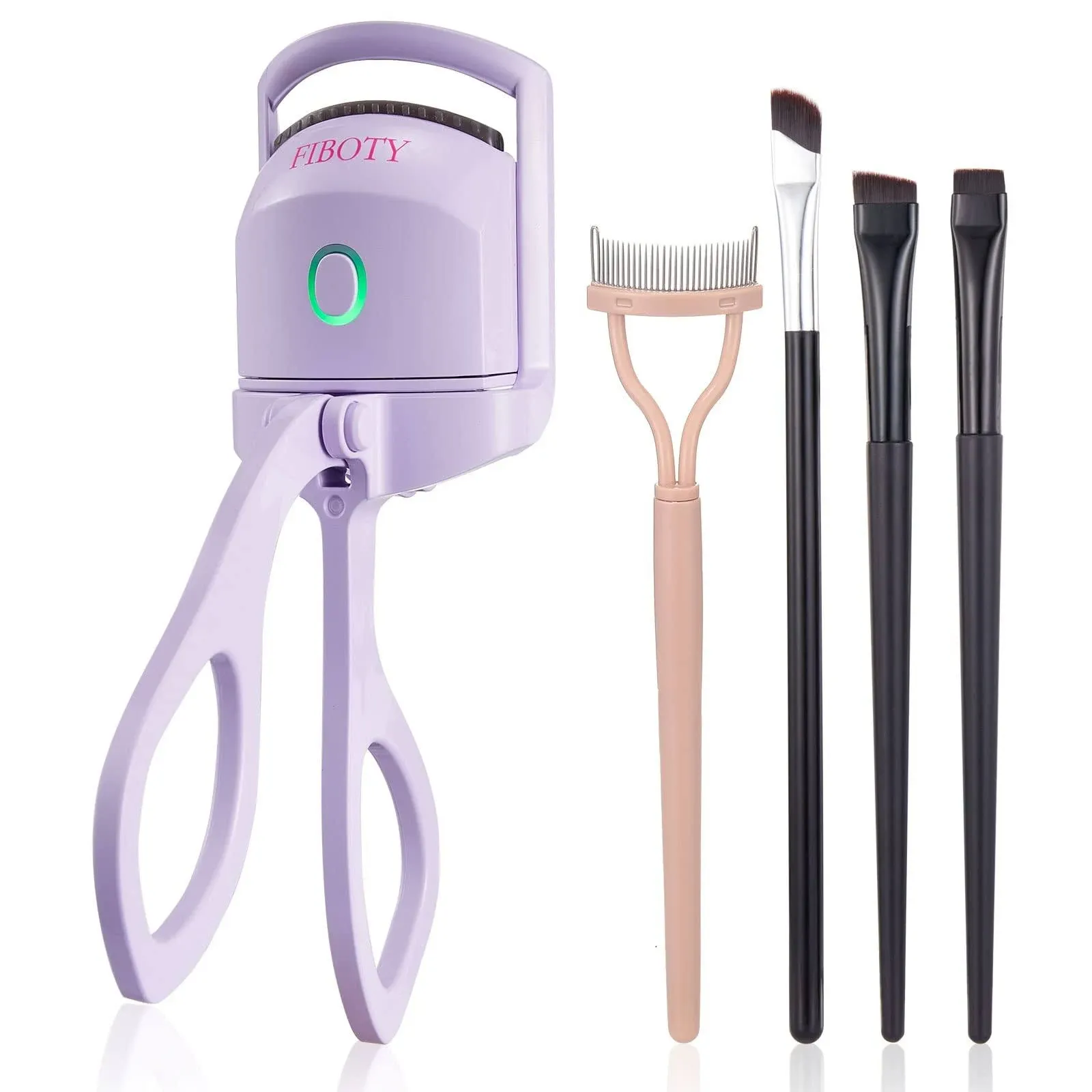 Heated Eyelash Curlers,Eyelash Curlers with Comb and Eyeliner Brushes, Heated Lash Curler 3 Heating Modes for Natural Curling (Purple)