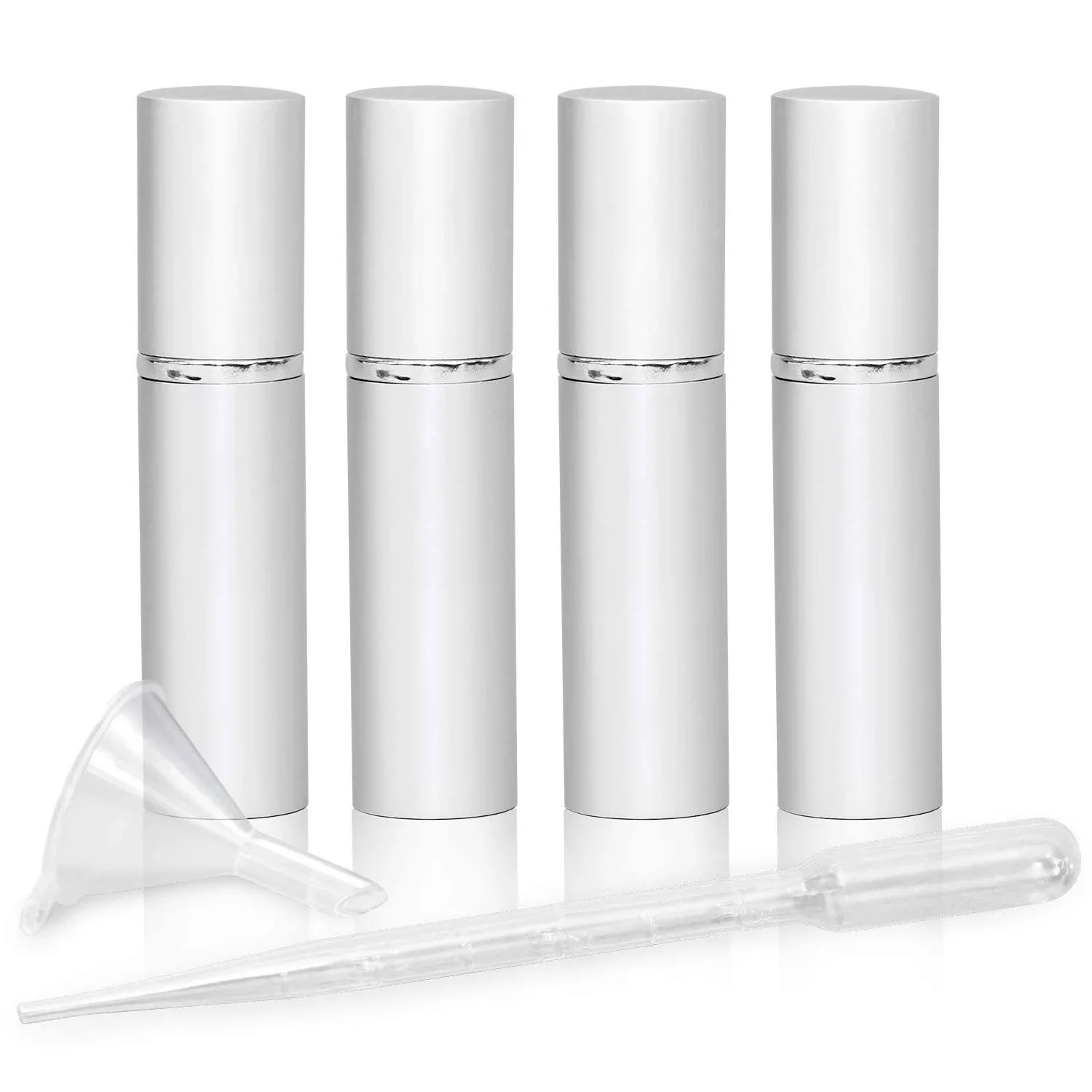 L'AUTRE PEAU Refillable Perfume & Cologne Fine Mist Atomizers with Metallic Exterior & Glass Interior - Portable Travel Size - 3ml Squeeze Transfer Pipette Included - 4 Pc Pack of 5ml (Black)