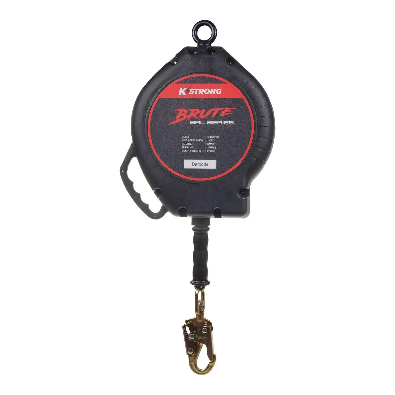 KStrong UFS310100 BRUTE™ 100 ft. Galvanized Steel Cable SRL with swivel snap hook. Includes installation carabiner and tagline (ANSI).