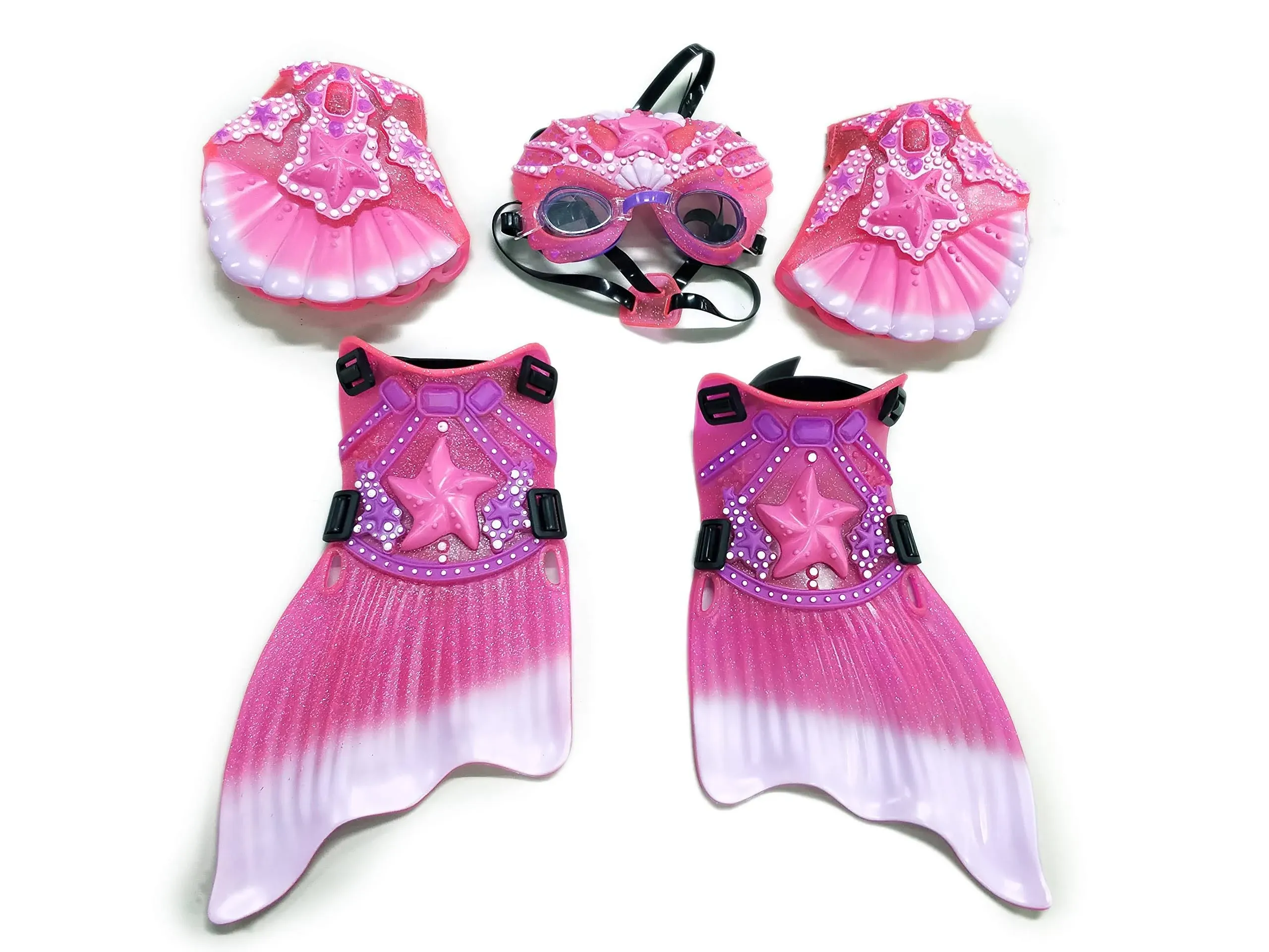 Big Time Princess Mermaid Dress Up Swim Gear, Mask with Googles, Web Gloves ...