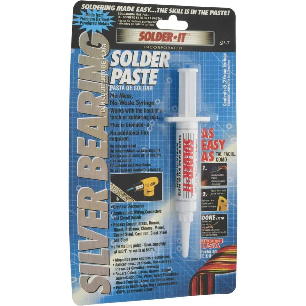 SP-7 Silver Solder Paste | Soldering Flux Paste for Electronic Components, Home Improvement, and Wiring | Silver Solder for Jewelry Making and Repair | Lead-Free Solder Flux