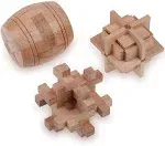 Sharp Brain Zone Wooden Brain Teaser Puzzles for Adults & Kids - 3D Puzzles Brain Games, IQ, Mind and Logic Test - Challenging Wood Educational Toys