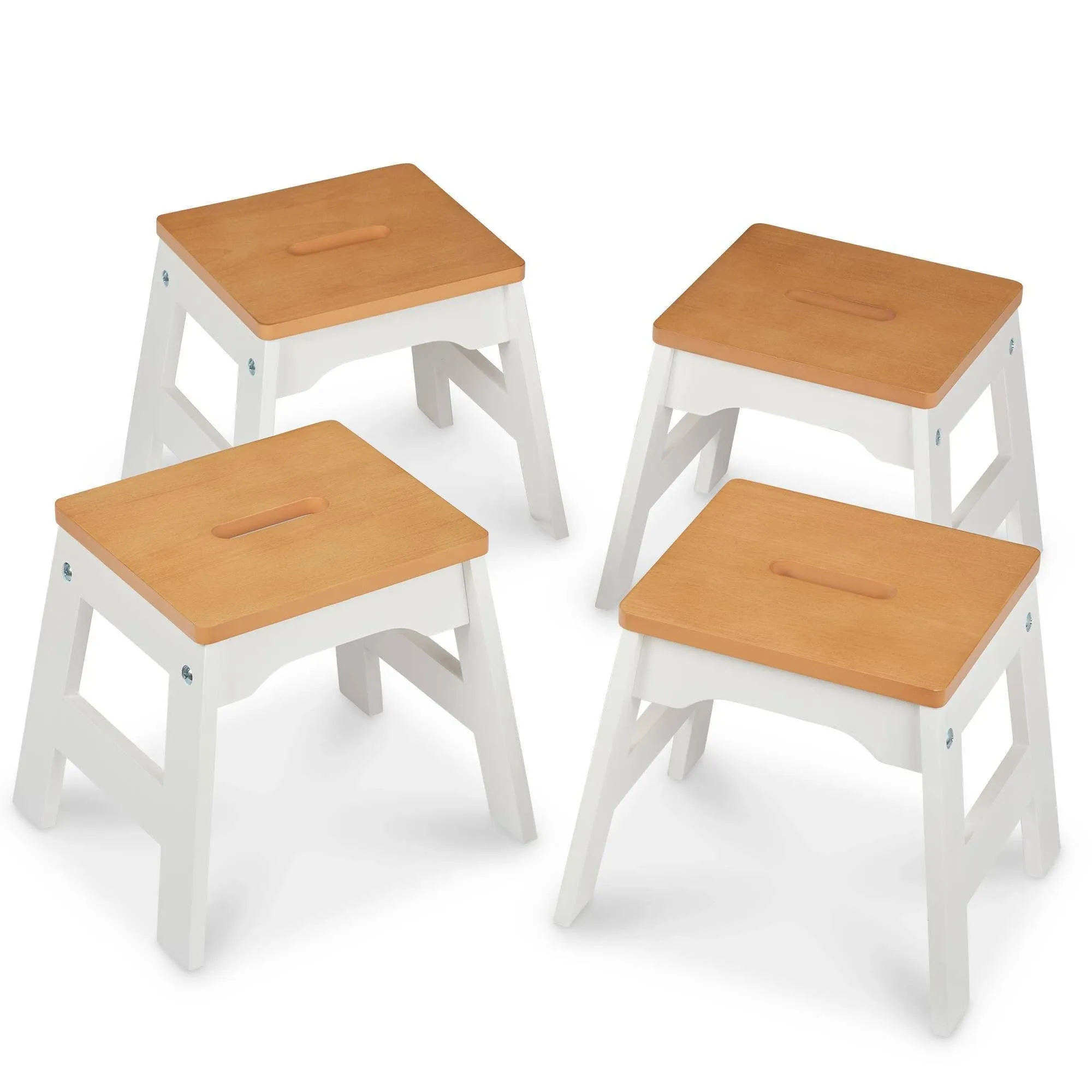 Melissa & Doug - Wooden Stools - Set of 4 (White/Natural)