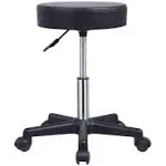 KKTONER Round Rolling Stool PU Leather Height Adjustable Swivel Work SPA Medical Salon Stool Black