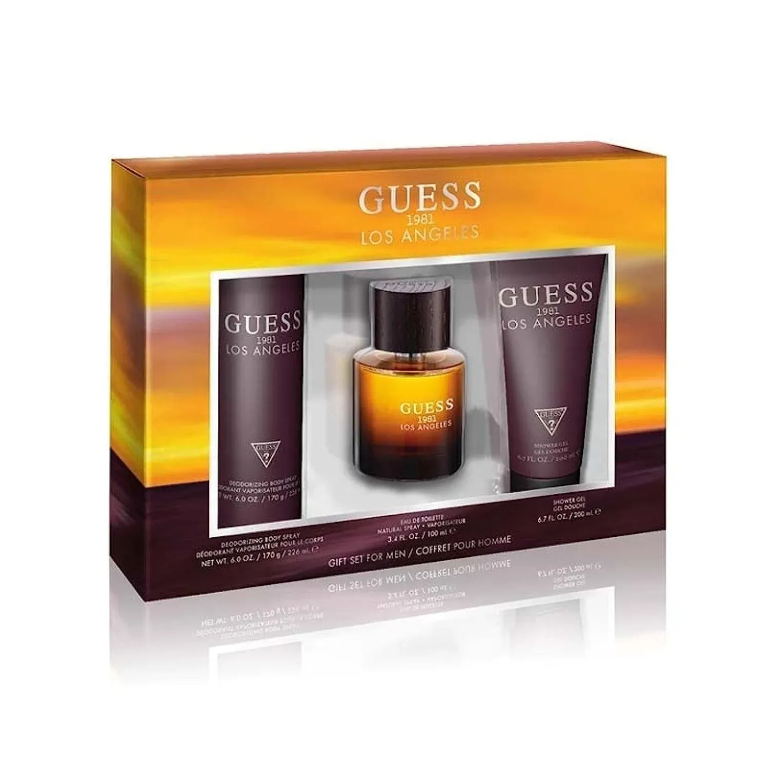 Guess 1981 Los Angeles 3 Pc Gift Set 3.4oz EDT Spray, 6.0oz Body Spray, 6.7oz Shower Gel GIFTSET