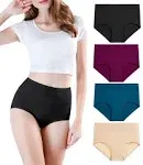 wirarpa Women's Cotton Underwear High Waisted Ladies Panties Full Coverage Briefs 4 Pack (Regular & Plus Size)