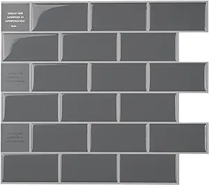 SMART TILES Peel and Stick Backsplash - 10 Sheets of 10.95" x 9.70" - 3D Adhesive Peel and Stick Tile Backsplash for Kitchen, Bathroom, Wall Tile