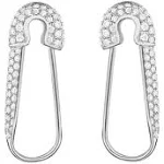 Sterling Silver CZ Safety Pin Cartilage Hoop Earrings