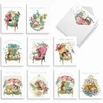 20 Easter Note Cards with Envelopes (4 inch x 5.12 inch) - Victorian Blooms and ...