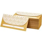 Juvale 100 Pack Gold Money Envelopes for Cash Gifts, Fancy Decorative Design for Birthday, Graduations, Weddings, Bulk Value Pack (7x3 In)