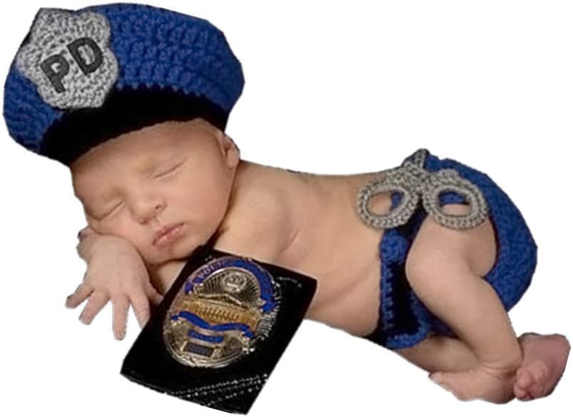 Newborn Photo Props Crochet Police Outfit