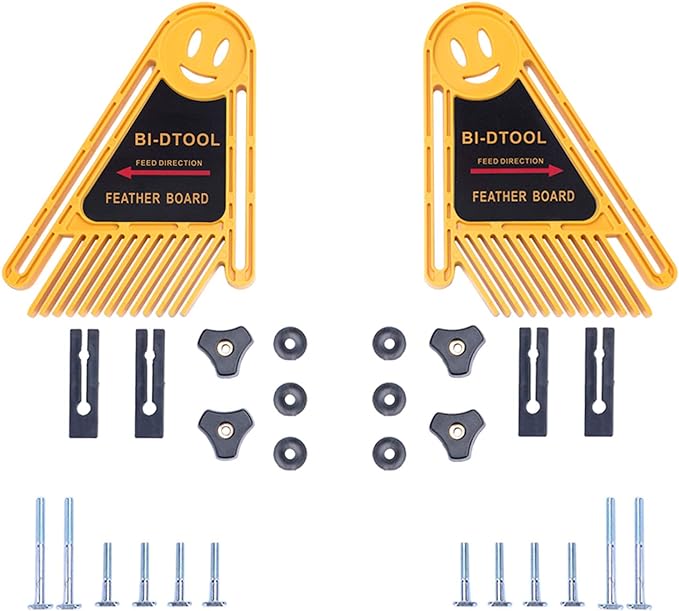 BI-DTOOL Double Featherboards, 2 Packs Adjustable Feather Boards for Table Saw Bandsaw Fence Router Table and Table Saw Fence, Woodworking Router Table Accessories, Band-saw Accessories