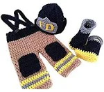 Pinbo Baby Photography Prop Crochet Knitted Firefighter Fireman Hat Pants Shoes