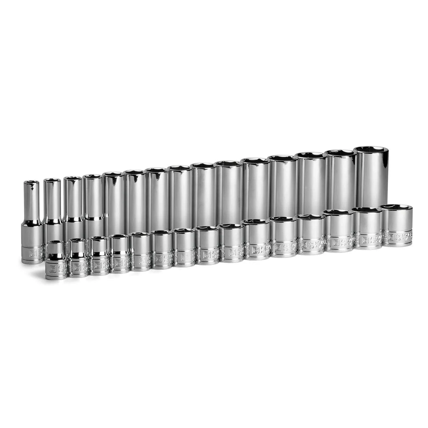 Capri Tools 3/8 in. Drive Shallow Deep Chrome Socket Set CP12320