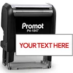 Promot Self Inking 1 Line Custom Stamp - Personalized Name Stamp for Office, Teacher, Address & Business Label Stamp - Choose Font, Ink Color, Pad,