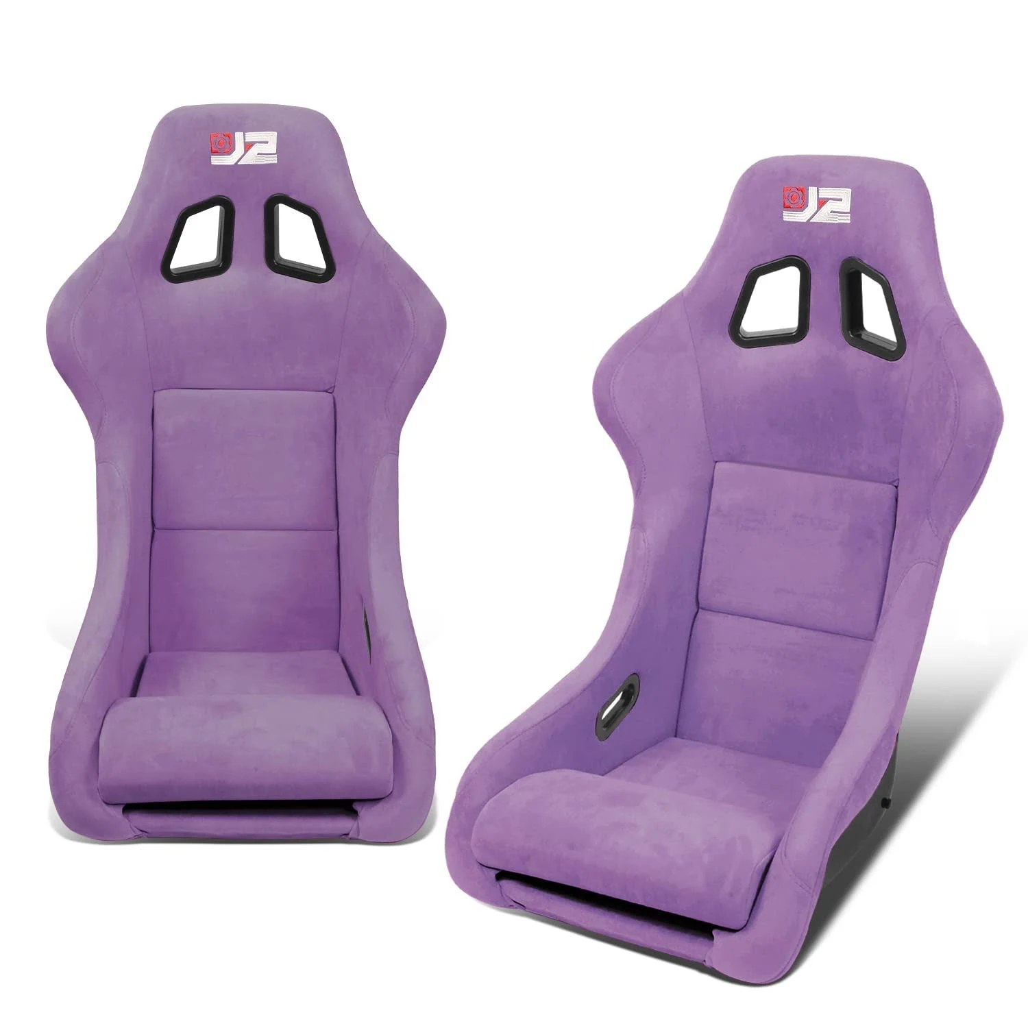 2Pcs Purple Microfiber Suede Medium Racing Bucket Seats w/ Mount Brackets+Sliders