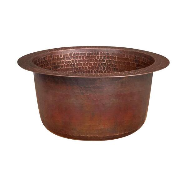 Premier Copper Products BR10DB2 10-Inch Round Hammered Copper Bar Sink w/ 2-Inch ...