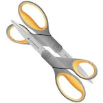 Titanium Bonded Scissors, 8" Long, 3.5" Cut Length, Straight Gray/Yellow Handle, 2/Pack