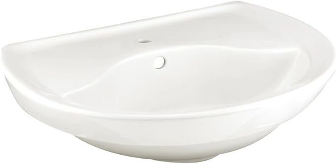 American Standard 0268.001.020 Ravenna Pedestal Sink Basin with Center Faucet Hole and without Towel Bar, White