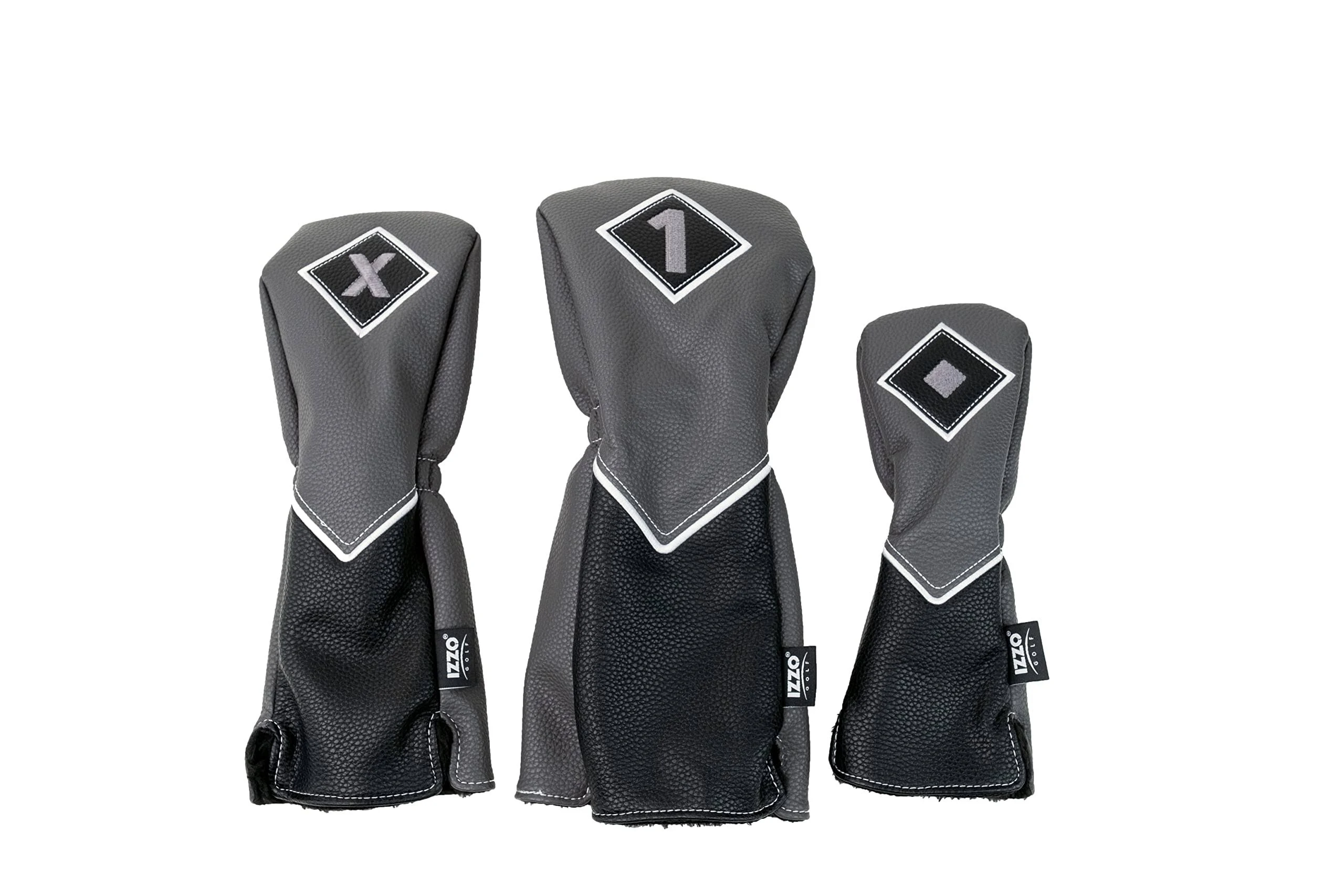 IZZO Golf Premium Headcover Set Gray/Black - Includes Driver, Fairway Wood and Hybrid Golf headcovers