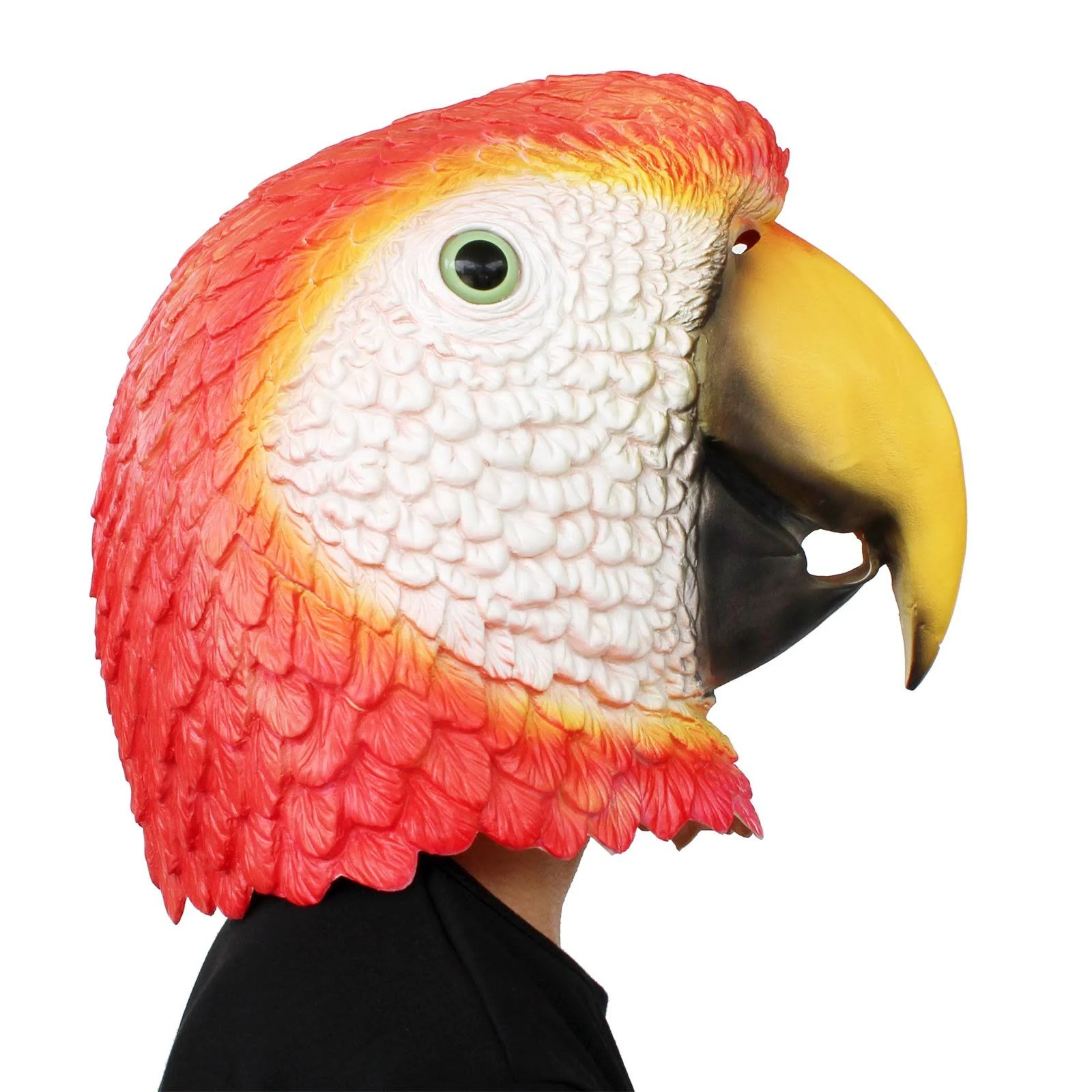 PartyHop - Red Parrot Mask - Latex Animal Bird Head Mask Halloween Party Costume for Adults and Kids