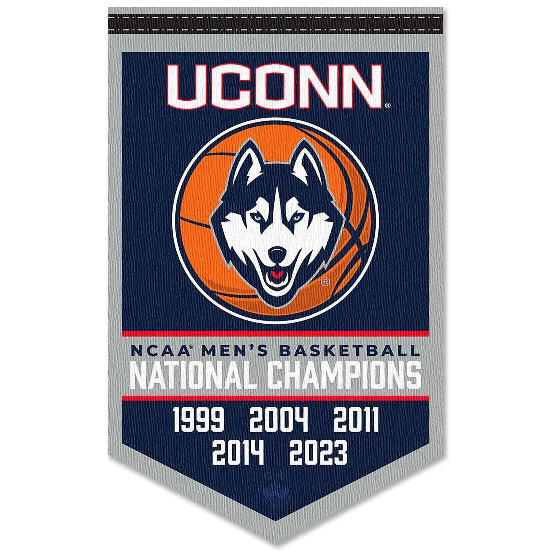 Connecticut Huskies UCONN 5 Time 5X Basketball National Champions Banner