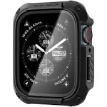 Spigen Tough Armor Case with Built-in Touch Sensitive Tempered Glass Screen Protector Designed for Apple Watch Series 9/8/7 45mm Case Durable Full Coverage Apple Watch 45mm Case - Black