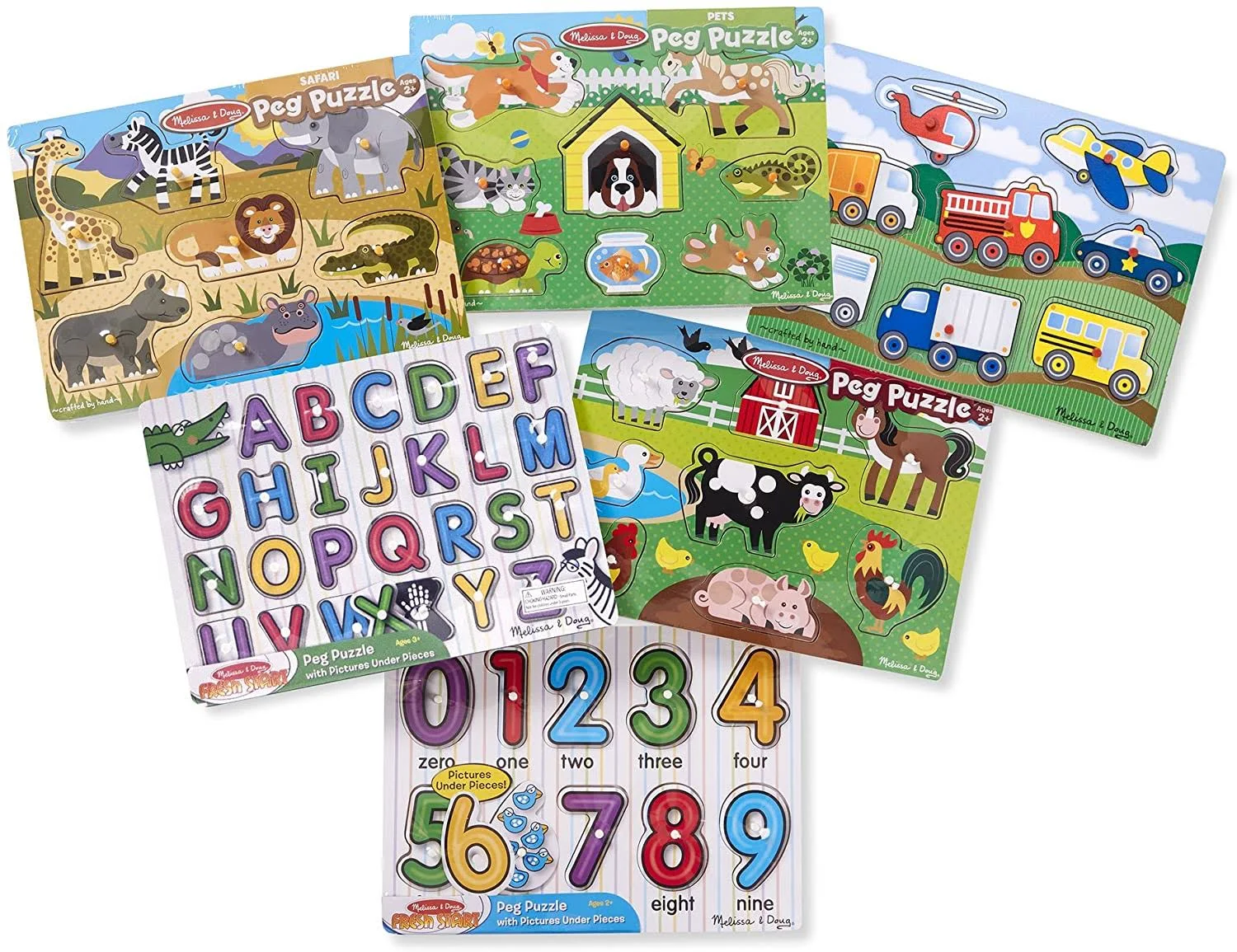 Melissa &amp; Doug Peg Puzzle Set - 6 Puzzles