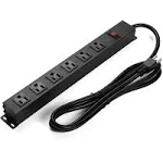 6 Outlets Metal Power Strip, Wall Mount Heavy Duty Power Outlet with S