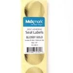 MaxMark 1.75 inch Self Adhesive Glossy Gold Seal Labels for Certificates, Notary Embossing Seals - 100 Count