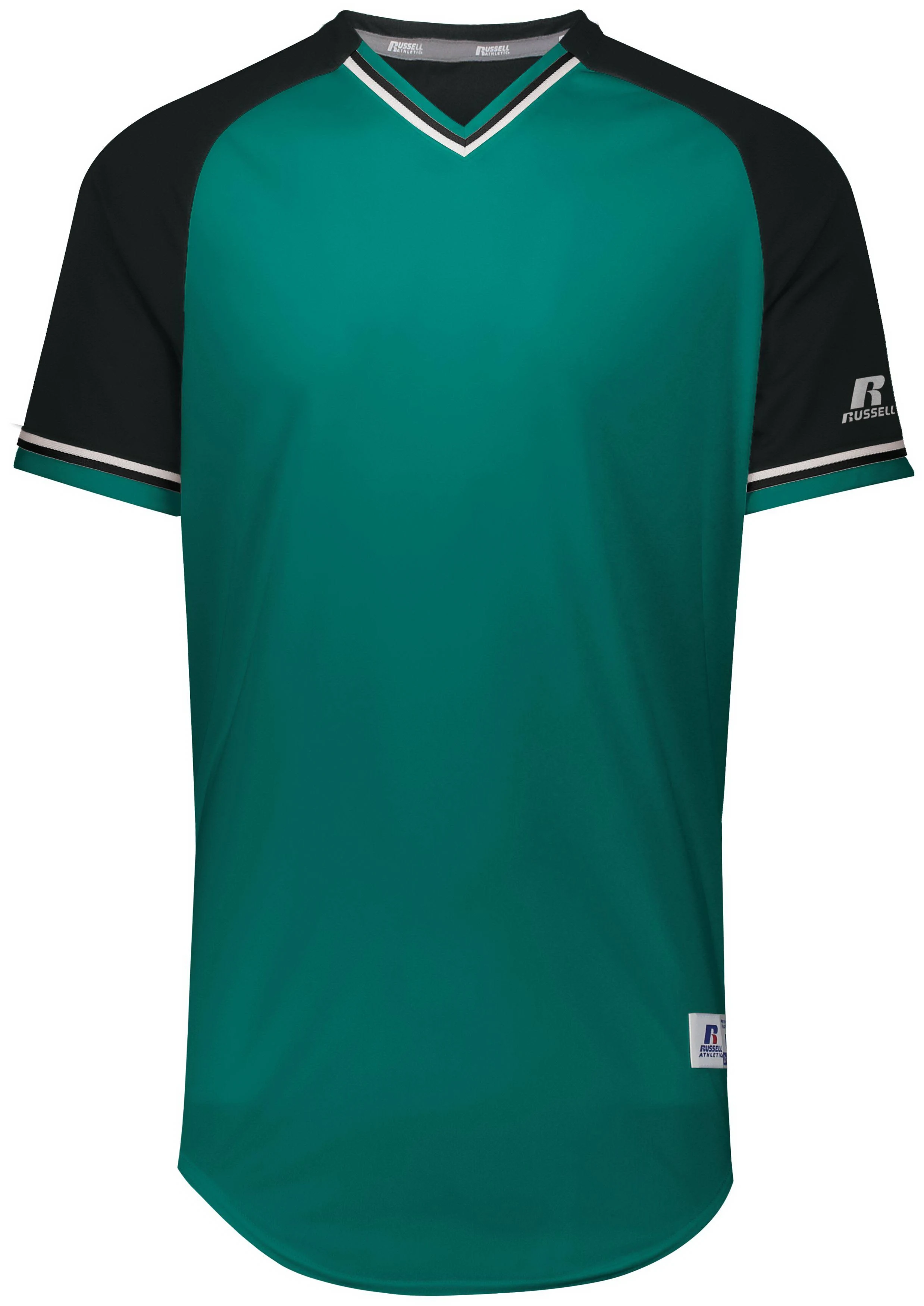 Russell R01X3M Classic V-Neck Jersey - Aqua/Black/White, M