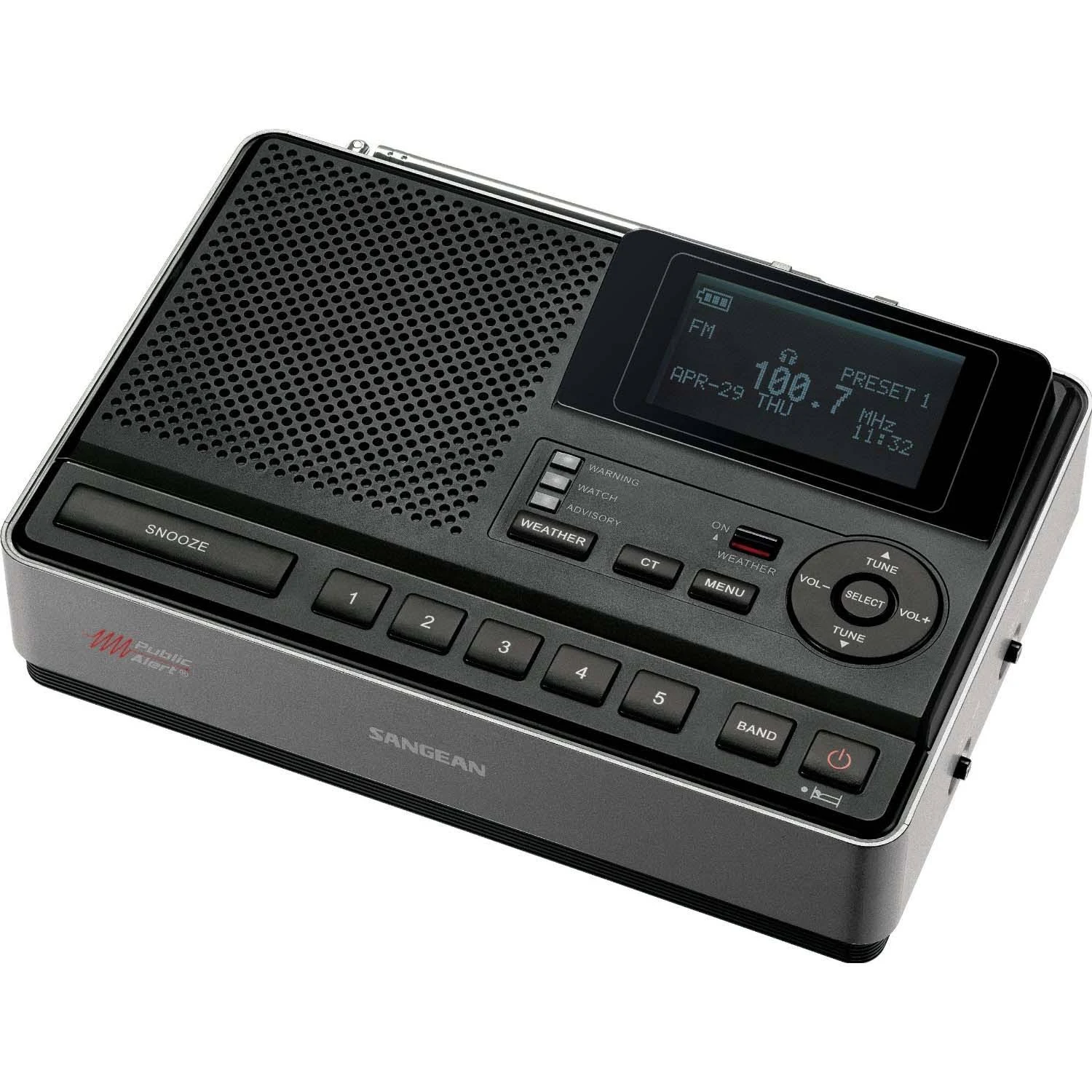 Sangean CL-100 Table-Top Weather Hazard Alert with AM/FM-RBDS Alarm Clock Radio