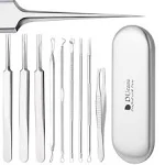 Ergonomic Stainless Steel Pimple Extractor Set with Storage Case - 9 Pieces