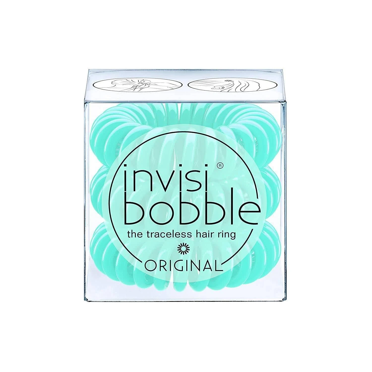 invisibobble Original Traceless Spiral Hair Ties with Strong Elastic Grip, Non-Soaking, Accessories for Women - Mint to Be (Pack of 3)