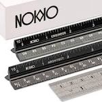 Nokko Architectural and Engineering Scale Ruler Set - Professional Measuring Kit for Drafting Construction - Imperial and Metric Conversion Table