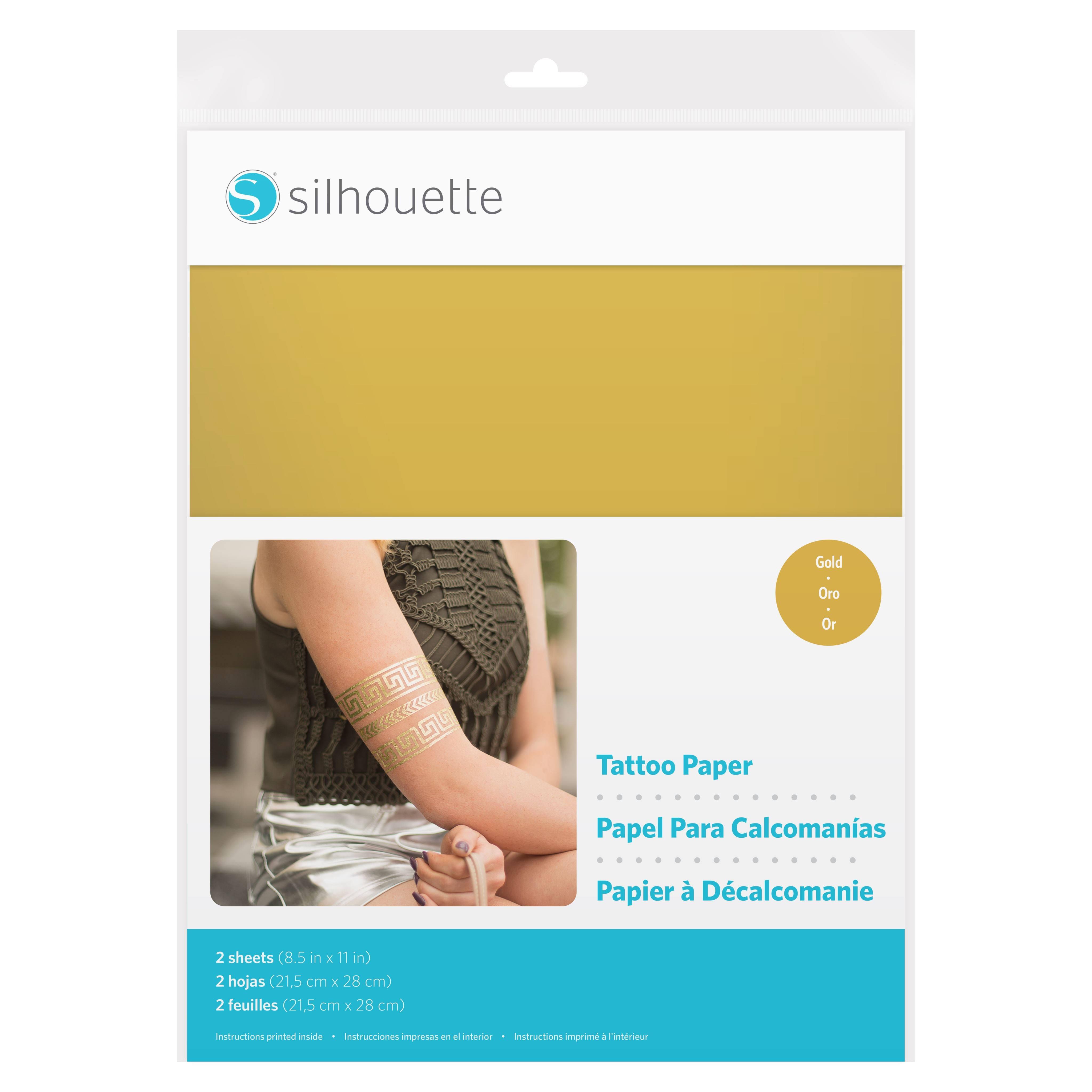 Silhouette 8.5&#034;X11&#034; Temporary Tattoo Paper 2/Pkg-Gold MEDIAGLD