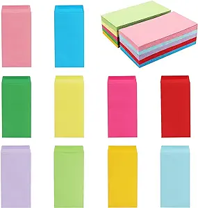 100 Pack Colorful Cash Envelopes 6.7x3.5 Fit for 100 Envelope Money Saving Challenge, 120 GSM Thick Money Envelopes for Cash, Budgeting, Check, Coin, Tickets, Jewelry, small items & collectables