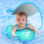 LAYCOL Baby Swimming Pool Float with Removable UPF 50+ UV Sun Protection Canopy,Toddler Inflatable Pool Float for Age of 3-36 Months,Swimming