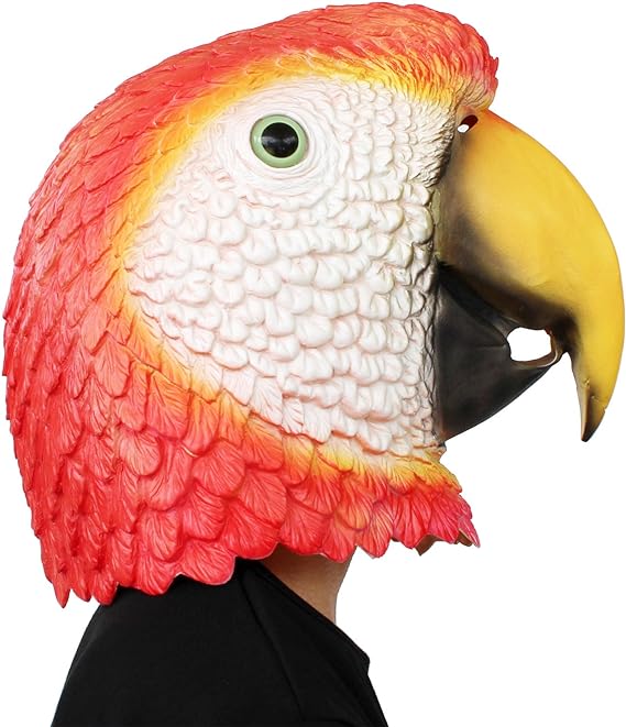 PartyHop - Red Parrot Mask - Latex Animal Bird Head Mask Halloween Party Costume for Adults and Kids