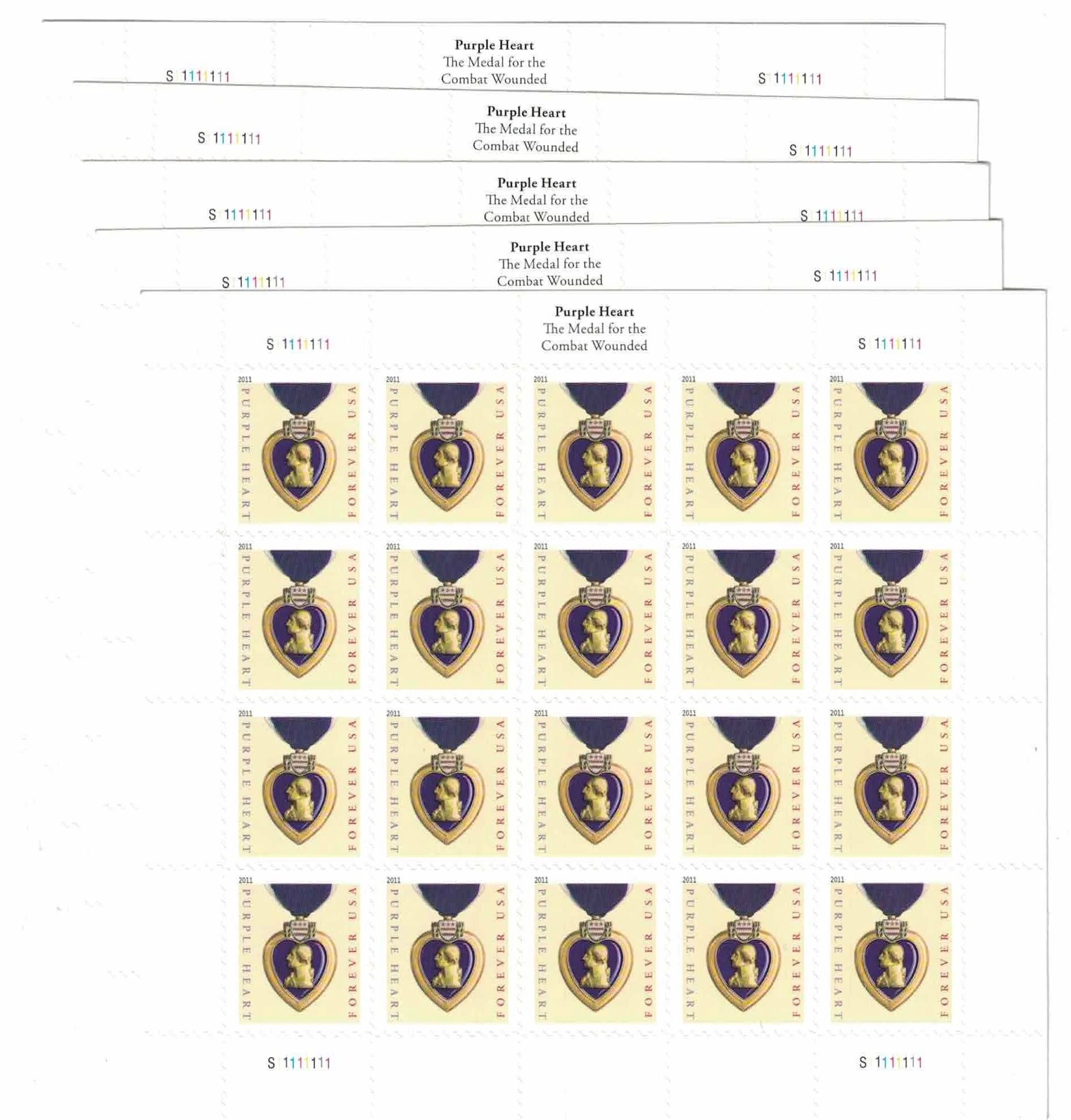 Purple Heart Forever Stamps - Sheet of 20