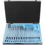 Accusize Industrial Tools 29 PC Set 1/16 to 1/2 inch by 1/64 in HSS M2 Premium Chucking Reamers, Straight Flute, Aluminum Case, 5528-sf00, 1/16' Thru