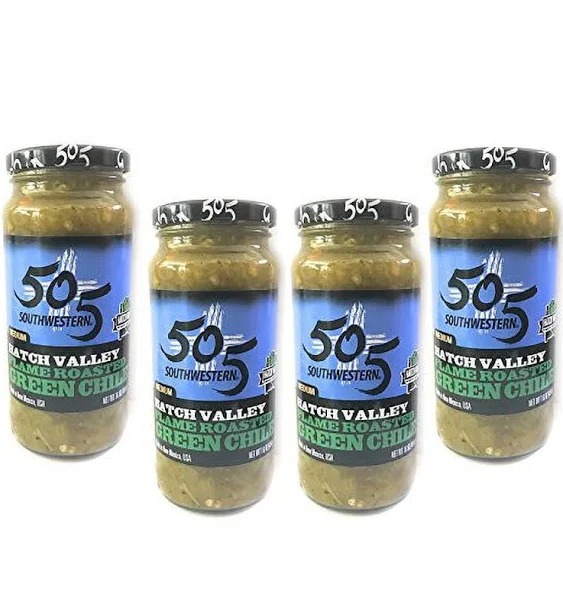 505 Southwestern 16oz jars Diced Flame Roasted Green Hatch Chile – Medium (4 pack) with Recipes (by Beying Malleyteen)