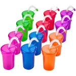 Neon Sipper Cups - 6 Oz. - Colorful, Spill-Proof Cups with Lids and Straws - Ideal for School Events, Themed Parties, and Birthday Celebrations - Party Supplies | 12 Pack