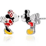 Disney Mickey and Minnie Mouse Kiss Mismatched Stud Earrings, Sterling Silver