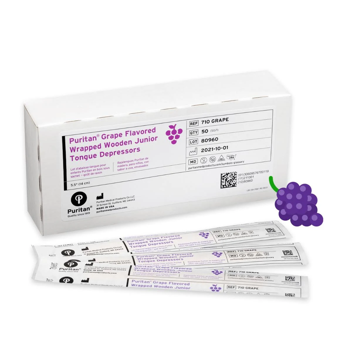 Super Duper Publications | Grape Flavored Tongue Depressors | Individually Wrapped 5.5 Inches, 50 Count