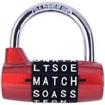 Gym Locker Lock,5 Letter Word Lock,5 Digit Combination Lock,Safety Padlock for School Gym Locker,Sports Locker,Fence,Toolbox,Case,Hasp Storage (Red)